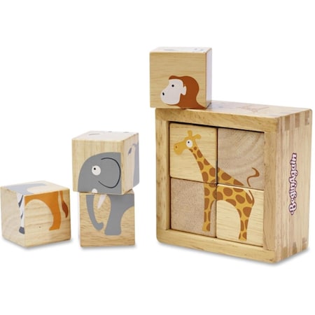 Beginagain Toddlers Safari Animals Blocks Set - Rubberwood, Assorted Color BE464928